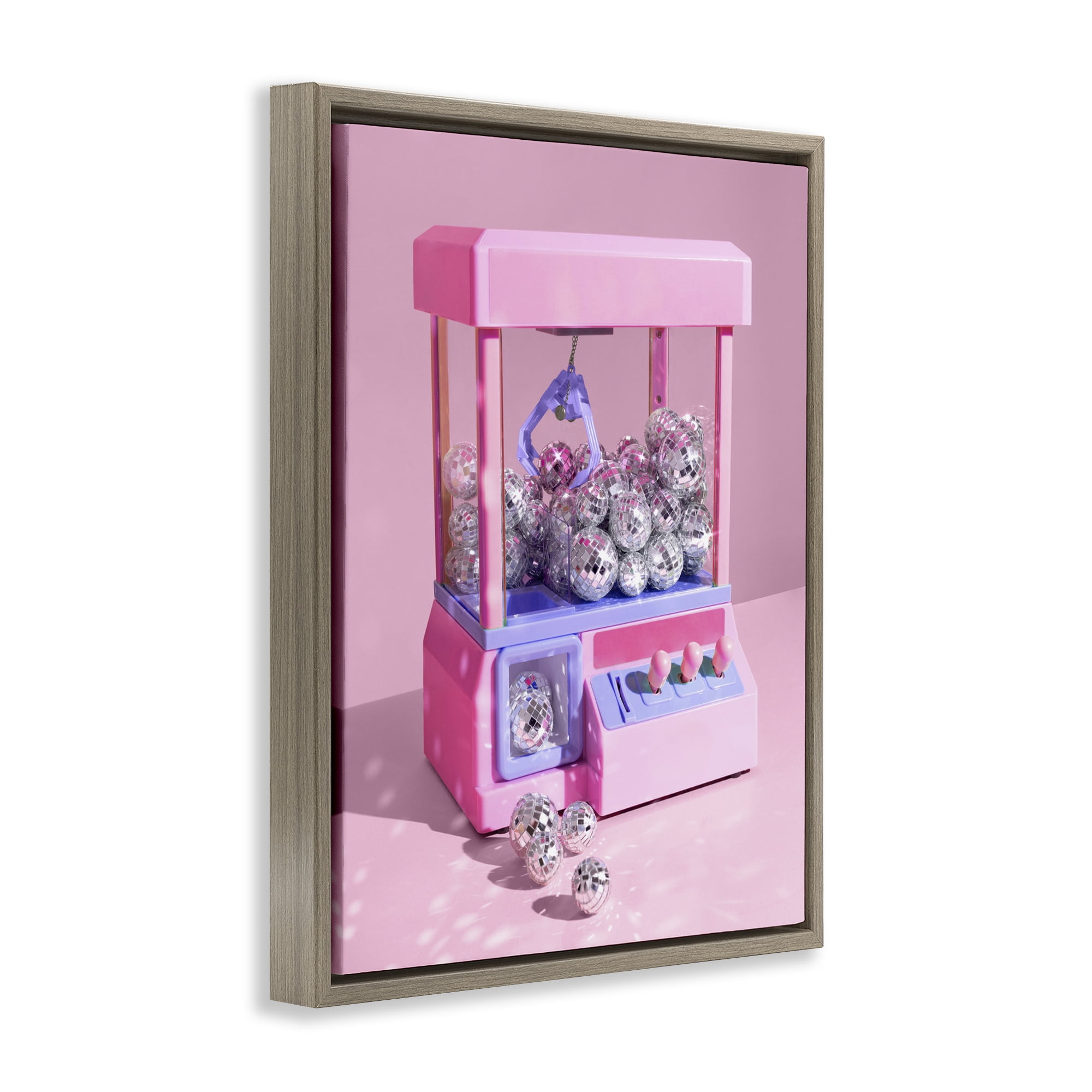 Stupell Industries Disco Ball Claw Machine Brown Framed Floater Canvas Wall Art, design by LISH Creative