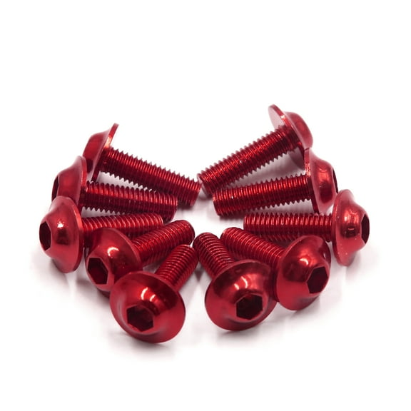 REGALWOVEN  10PCS M6 x 19mm Red Hexagon License Plates Fairing Bolts Screws for Motorcycle