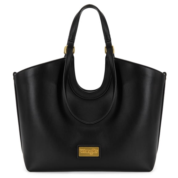 Wrangler Tote Bag for Women Vegan Leather Large Shoulder Purse, Black