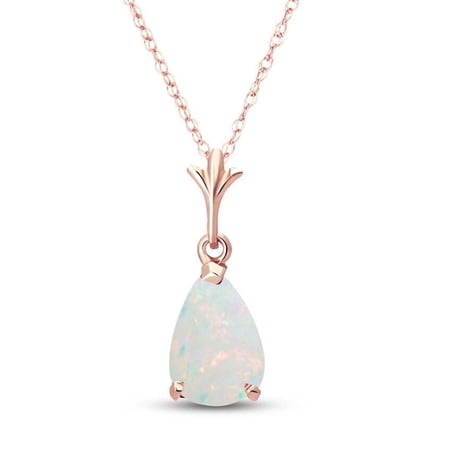 Galaxy Gold 14K Solid Gold Natural Opal Pear Drop Pendant Necklace for Women - Rose Gold Fine Jewelry