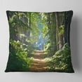thumbnail image 2 of Designart Bright Green Forest in Morning - Landscape Photography Throw Pillow - 18x18, 2 of 5