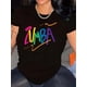 thumbnail image 1 of Letter Print Crew Neck T-shirt, Casual Short Sleeve Top for Spring & Summer, Women's Clothing, 1 of 6