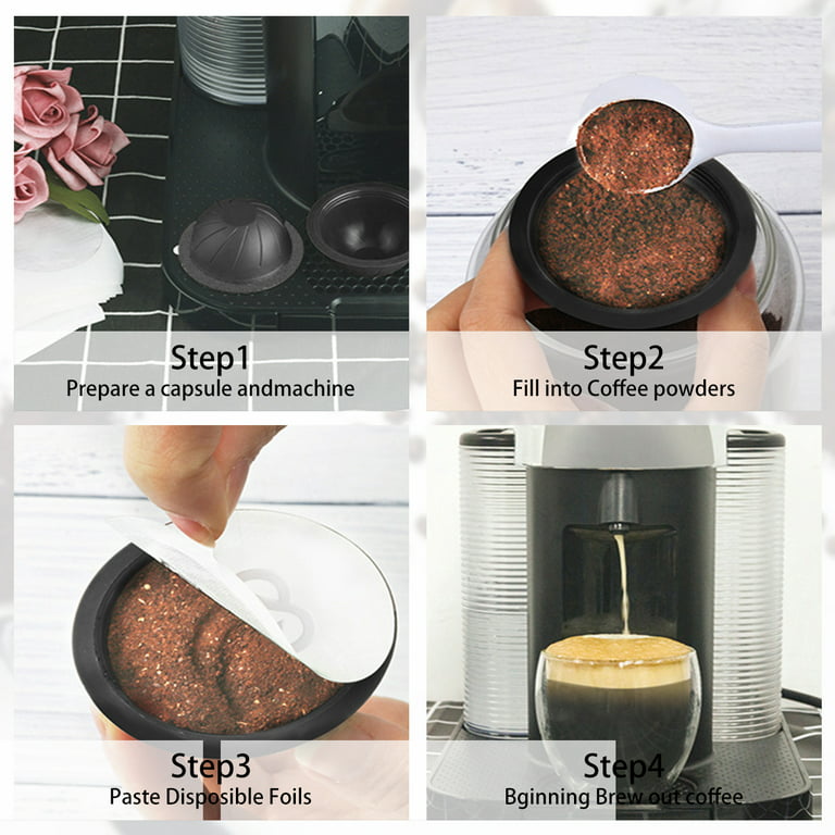 Reusable Vertuo Pods(5Pcs), Refillable Coffee Capsule for Vertuoline &  Vertuo Pod, 230 mL Coffee Pods Compatible with Nespresso Vertuo Coffee  Machine