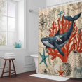 thumbnail image 3 of Whale Bathroom Shower Curtain, Coral Starfish Ocean Nautical Vintage Waterproof Washable Soft Bath Curtain for Bathtub Decor with 12 Hooks&Grommet, 48x72 Inch, 3 of 9