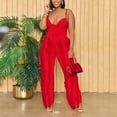 thumbnail image 4 of Ensembles de Printemps 2 Pcs pour Femmes Ensembles d'Été 2 Pcs pour Femmes Ensemble de Vêtements Femme Col Rond Sans Manches Hauts Pantalons Ensembles Style Pantalon Décontracté S_397 Survêtements pour Femmes Rouge m, 4 of 6