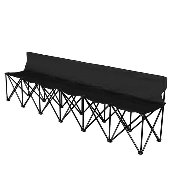 Sports Sideline Team Bench with Back for 6 Person, Collapsible Soccer Seat, Portable Folding Chair include Carrying Bag - Easy to Fold Up for Camping Bleacher, Football, Outdoor Picnic, Black
