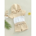 thumbnail image 3 of Gureui Toddler Infant Baby Boys Summer Hooded Short Sleeve Tops + Shorts, Color Matching Casual 2Pcs Clothes Set, 3 of 8