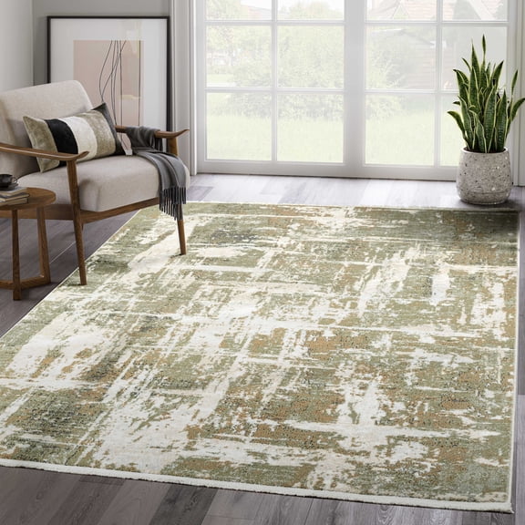 Abani Savoy 5x8 Green Contemporary Abstract Area Rug Power-Loomed