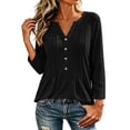 thumbnail image 6 of SETOOFF Womens V Neck Henley Pleated Pullover Long Sleeve Shirts Loose Fit Lightweight Tunic Blouses for Women Dressy Casual Work Business Casual Dailywear Fashion, 6 of 6