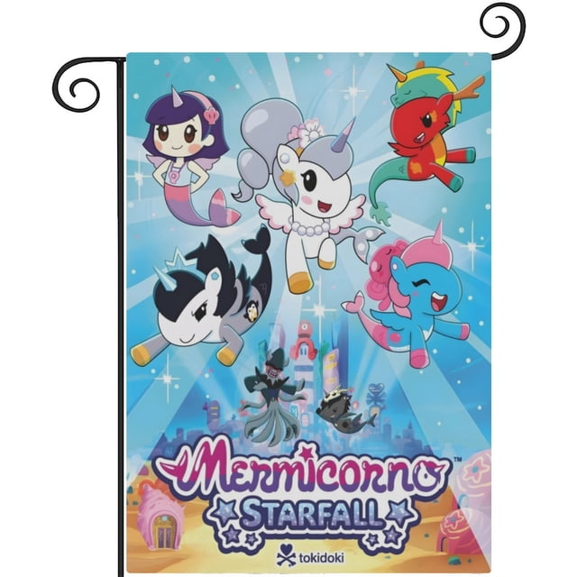 Mermicorno: Caída de Estrellas-bandera de jardín temática. Regalo perfecto para fans, amigos y familiares, ideal para actividades al aire libre y decoración de fiestas.28CM*45CM
