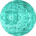 thumbnail image 1 of Ahgly Company Indoor Round Medallion Turquoise Blue Traditional Area Rugs, 3' Round, 1 of 4