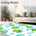 thumbnail image 2 of ODIKA 3'x5' Machine Washable Non-Slip Area Rug, Frog and Alligator Friends with Playful Splash Motif Interlocking Waves High Traffic Rug with Pad, Green, 720559, 2 of 8