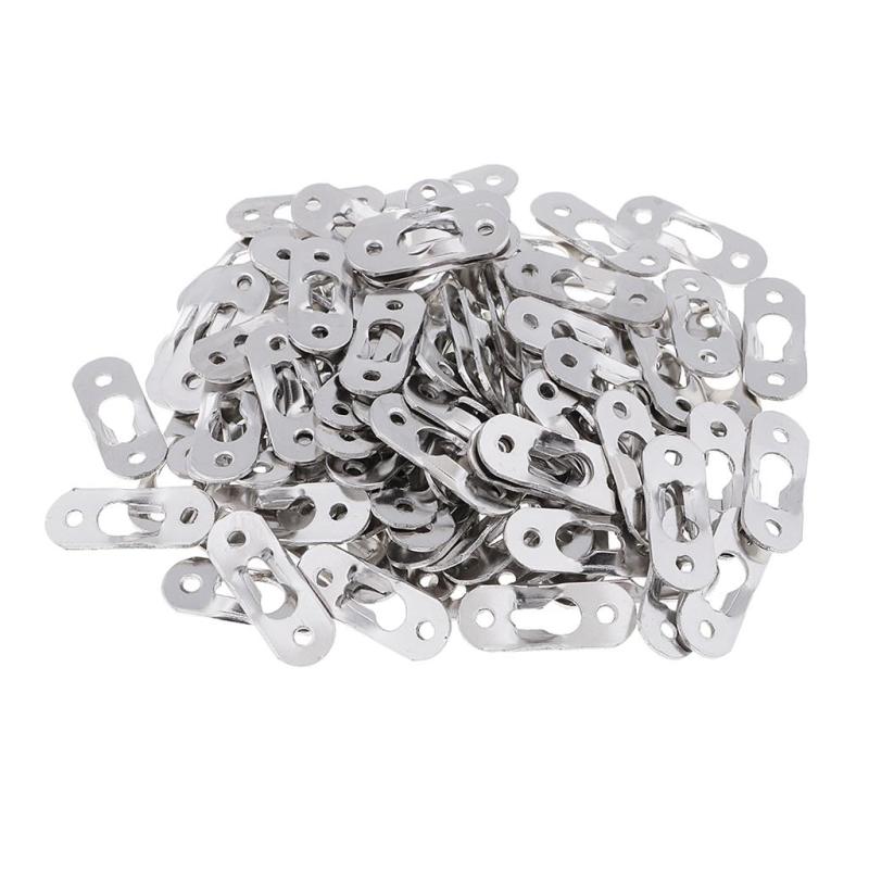 100 Pieces Sliver Heavy Duty Keyhole Hangers Picture Hanger Metal