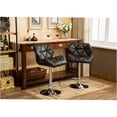 thumbnail image 2 of JERFIT 2-Pack Black PU Leather Adjustable Swivel Bar Stools with Footrest, Hydraulic Lift and Tufted Back, 2 of 10