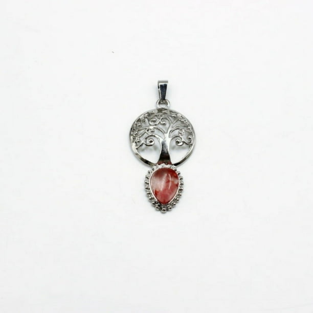Zhuge Colgante de collar, hecho a mano para collares de hombres y mujeres, colgante en forma de gota de árbol de la vida (rojo claro)