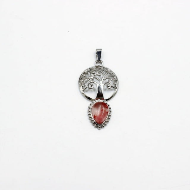 Zhuge Colgante de collar, hecho a mano para collares de hombres y mujeres, colgante en forma de gota de árbol de la vida (rojo claro)