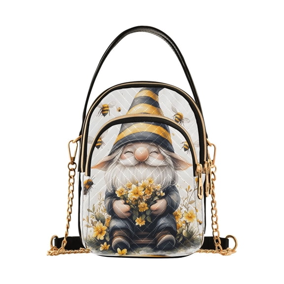 ALAZA Chain Crossbody Bags for Women Christmas Gnome and Bees Shoulder Handbag Phone Purse