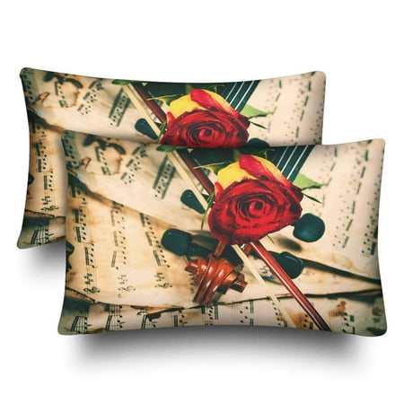 Gckg Violin Sheet Music Rose Black Still Life Music Pillow Cases