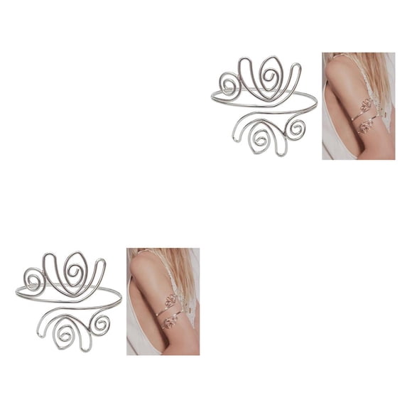 Minnieouse Upper Arm Cuff Ring Bracelet Armband Women Beach for Girls Jewelry 2piezas Plata Tipo 1