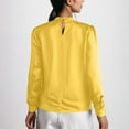 thumbnail image 4 of UAMVSH Women's Long Sleeve Shirts Silk Satin Casual Business Dressy Tops Soft Smooth Mock Neck Blouses for Office Work(X-Large,Yellow), 4 of 7