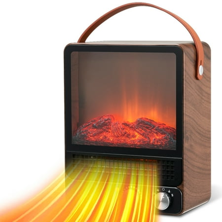 

uhomepro Freestanding Electric Heater Fireplace 3D Portable Electric Heaters with Realistic Flame Effect Carry Handle Space Heaters Fireplace Heater for Indoor Use