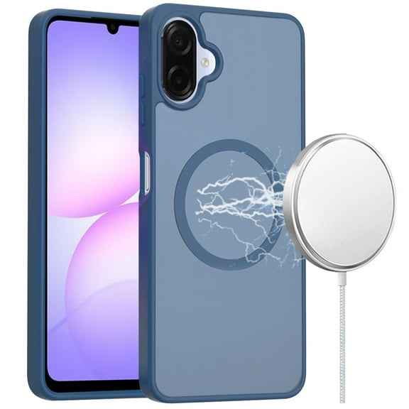 For Samsung Galaxy A07 [Magnetic Circle] Smooth Safe Matte Feel Hybrid Case - Navy Blue