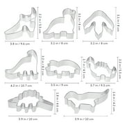 8-Piece Dinosaur Cookie Cutters Set, Stainless Steel Baking Molds for Dough, Cakes, Bread, and Pastry Decoration