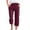 Wine, variant on FAVIPT Cotton Linen Capris for Women Wide Leg Casual Summer Trousers Loose Drawstring Elastic Waist Cropped Pants Khaki,S
