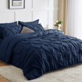 thumbnail image 1 of Cozylux Juego De Edredón Completo – 7 Piezas De Edredón Tamaño Completo, Cama Pintuck Azul Marino En Una Bolsa, Juegos De Cama Plisados ​​Con Edredón Para Todas Las Estaciones, Sábana Bajera Ajustable, 1 of 1