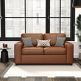 thumbnail image 3 of Roundhill Furniture Sakan Leather Upholstered Loveseat, Caramel, 3 of 12