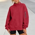 thumbnail image 6 of Jsaierl Mock Neck Sweatshirts for Women Loose Fit Solid Color Sweatshirt Travel Pullover Workout Long Sleeve Tops with Zipper Pocket S-2XL, 6 of 8