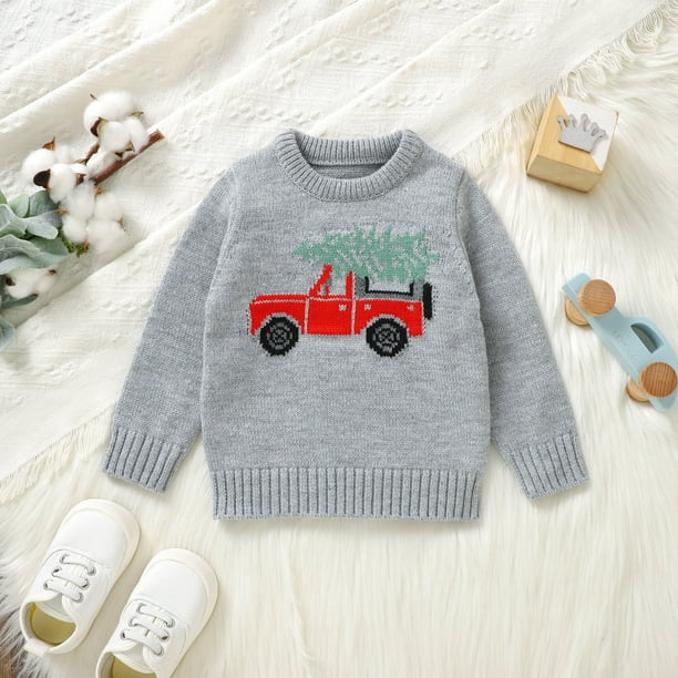 Gupgi Winter Baby Christmas Sweaters Boy Girl Long Sleeve Truck Print Knit Pullover 0 3 Years Walmart