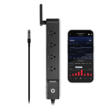 AC Infinity OUTLET AI, Environment Controller, Smart WIFI Power Strip, Dual-Zone Temperature Humidity, Individual Control 4 Plugs, AI Targeting, Thermostat Greenhouse Aquarium Terrarium Home, 1800W