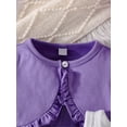thumbnail image 3 of ZEHJUHAN Baby Girls 2-Piece Outfit Long Sleeve Lace Trim Top and 3D Bow Decor Plicated Dress Holiday Wear Purple，9-12M, 3 of 7