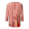 thumbnail image 5 of Amidoa Ladies Tops Plus Size Pink Floral 3/4 Sleeve Crewneck Graphic Tees Womens Shirts XL, 5 of 5