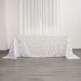 thumbnail image 3 of BalsaCircle 90" x 132" White Gold Metallic Geometric Design Polyester Rectangle Tablecloth Event, 3 of 8