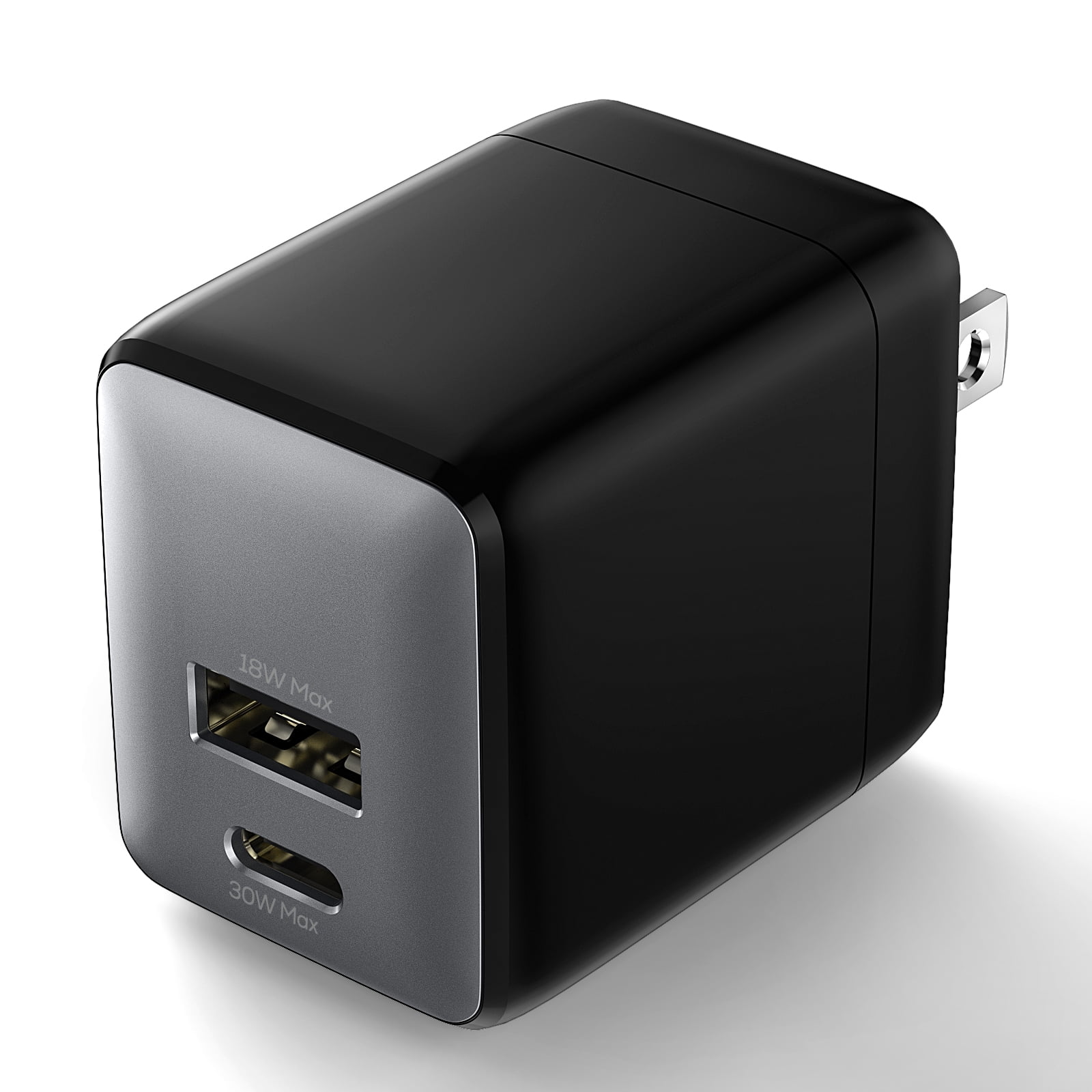 wegear 30W USB C Fast Charger Type C Dual Port Wall Charger GaN Nano Adapter Fast Charging Block for iPhone/Samsung Galaxy/ipad,Black