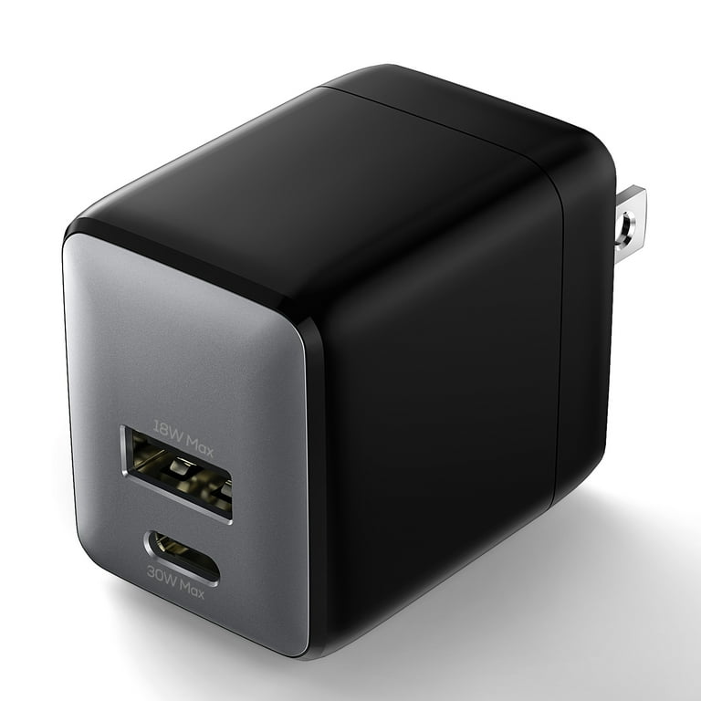 WeGear, 30W USB C Fast Charger, Dual Port GaN Nano Adapter, Black