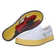 thumbnail image 4 of MaCae Unisex Canvas Slip On Fashion Shoe With Unique Sole, Slip On Shoes, Canvas Low Top Sneakers - White Colored Band Yellow/My Car is Melting!, 12M/13W, 4 of 7