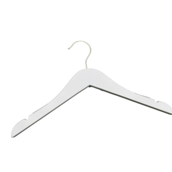 NAHANCO Wooden Shirt Hanger, 14" - Low Gloss White, 100/CTN