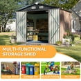 thumbnail image 5 of Sunmthink 6X8FT Outdoor Storage Shed with Plastic Floor, Metal Tool Shed with Lockable Door and Vents, Patio Shed for Garden, Backyard, Poolside, Brown, 5 of 8