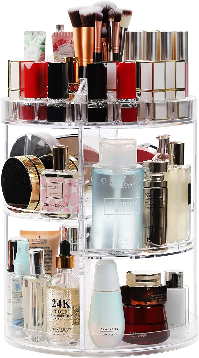 360° Rotating Makeup Organizer, Large Capacity Jewelry Perfumes Display Stand Box Organizer