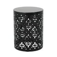 thumbnail image 2 of Outdoor Cylindrical Side Table Set of 2, Heavy Duty Metal End Table with Floral Pattern Design & Powder-Coated Iron Frame for Patio, Living Room, Bedroom, Balcony & Garden, No Assembly Required, Black, 2 of 7