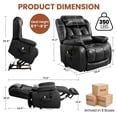 thumbnail image 3 of Dual Motor Power Lift Recliner Chair for Elderly, Infinite Position Lay Flat Lift Chair with Heat and Massage, Extended Footrest, USB Ports, Lumbar Pillow, Cup Holders, Black, 3 of 10