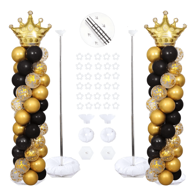 2pcs Globos Columna Con Base Soporte Para Globos Decoración Xtellar plateado
