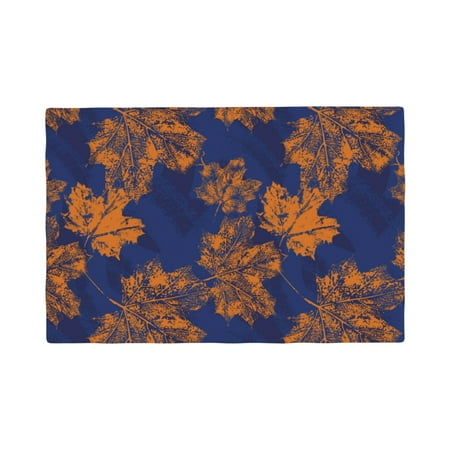 

Placemats Set of 4 Golden Maple on Navy Blue Heat Resistant Non - Slip Place mats Waterproof table mat for Kitchen Dining-6片装