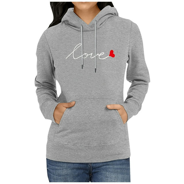 Hauts de Mode pour Femmes, Chandail à Capuche à Manches Longues, Impression Couleur Unie