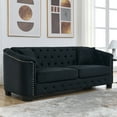 thumbnail image 6 of 2-Piece Modern Chesterfield Velvet 3-Seater Sofa, Upholstered Couch with 4 Pillows, Leisure Lounge Sofa for Living Room, Bedroom, Apartment, Office, Black, 6 of 9