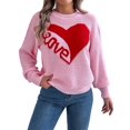 thumbnail image 2 of Valentine'S Day Sweater for Women Heart Woven Knitted Pullover Long Sleeve Woven Knitted Casual Sweater Pink S, 2 of 9