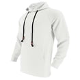 thumbnail image 5 of Men's Casual Jacquard Plaid Hooded Sweatshirt, Lightweight Pullover Shirt with Large Front Pockets, Long Sleeve Fall Spring Basic Layering Piece,White,2XL, 5 of 6